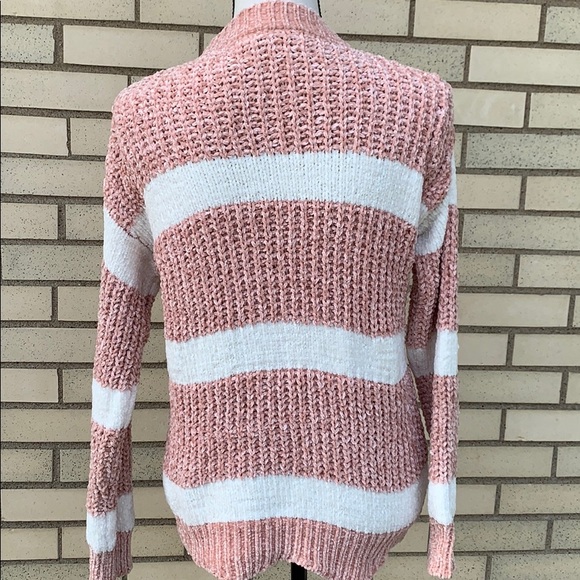 PEACH IVORY STRIPE SOFT SWEATER TOP - Picture 4 of 8